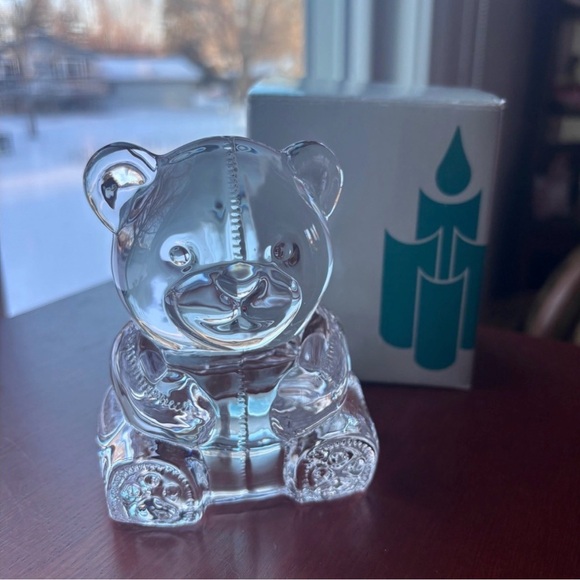 PartyLite Clear Glass Teddy Bear Candle Holder Vintage - Picture 3 of 8